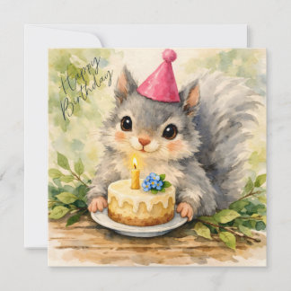 Alles Gute zum Geburtstag Watercolor Eichhörnchen Karte