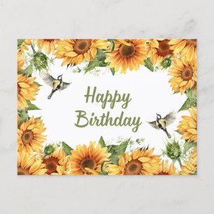 Alles Gute zum Geburtstag Watercolor Sonnenblumen  Postkarte