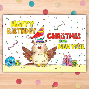 Alles Gute zum Geburtstag, Weihnachten und Neujahr Postkarte