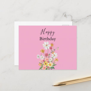 Alles Gute zum Geburtstag Wildflowers Pink Postkarte