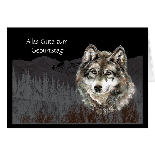 Alles Gute zum Geburtstag, Wolf, Wolves, Tier (Vorderseite (Horizontal))