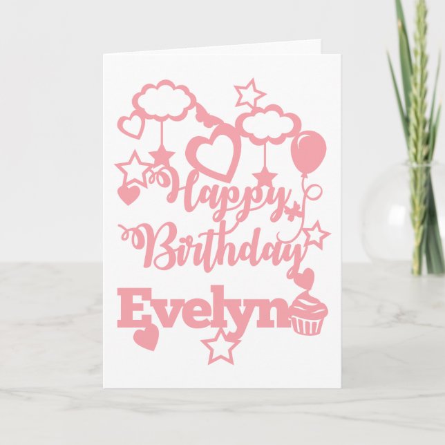 Alles Gute zum Geburtstag zu Evelyn! Karte (Vorderseite)