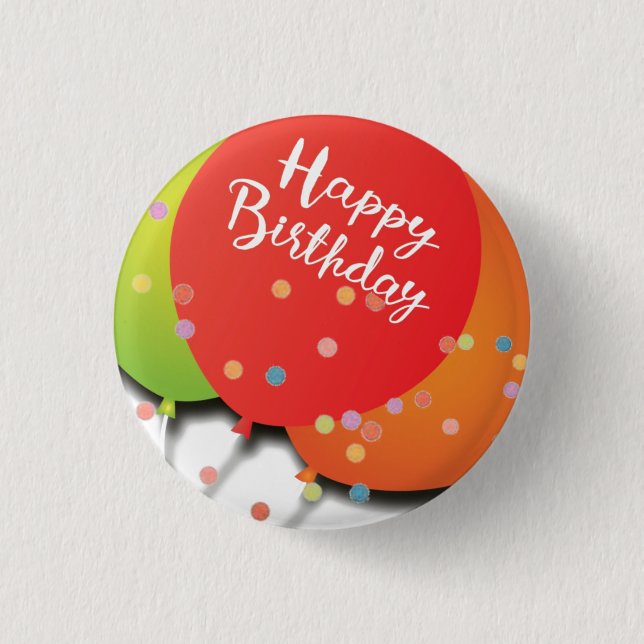 Alles- Gute zum Geburtstagballon und Button (Vorderseite)