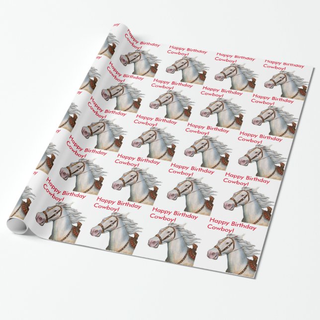 Alles- Gute zum Geburtstagcowboy Geschenkpapier (Ungerollt)