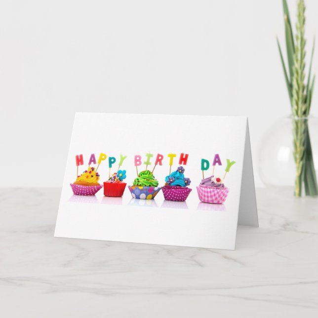 Alles- Gute zum Geburtstagkleine kuchen Karte (Vorderseite)