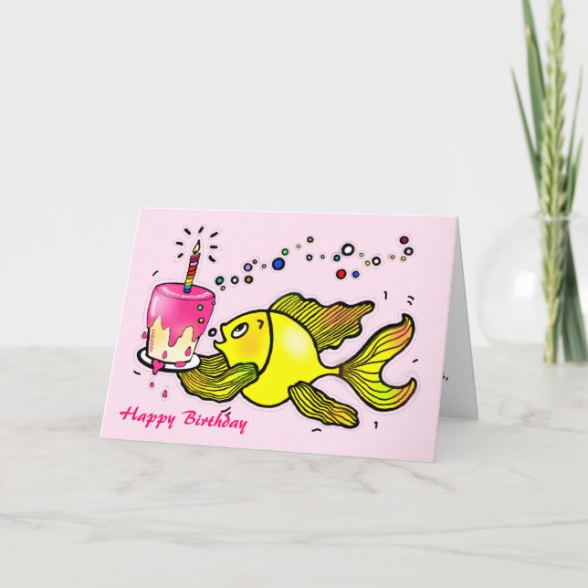 Alles- Gute zum Geburtstagmädchen-Fische - lustige Karte (Vorderseite)