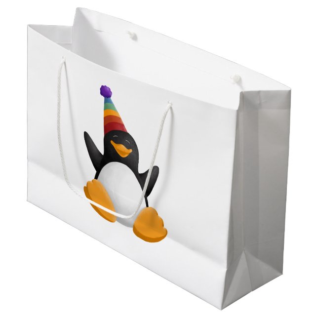 Alles- Gute zum GeburtstagPinguin-Geschenk-Tasche Große Geschenktüte (Vorderseite Schrägansicht)