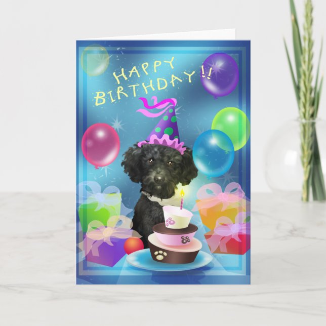 Alles Gute zum Geburtstagpudelballone Karte (Vorderseite)