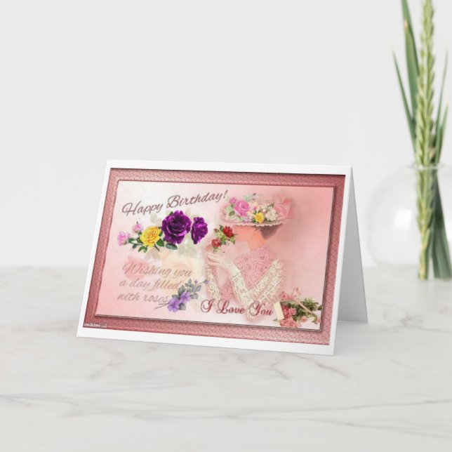 Alles- Gute zum Geburtstagrosa-Hutmacher Karte (Vorderseite)