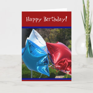 Alles- Gute zum Geburtstagrote weiße und blaue Karte