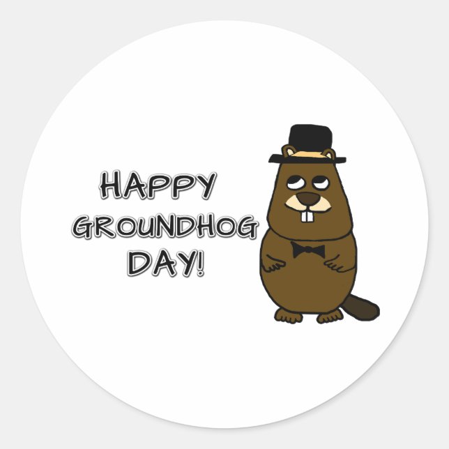 Alles Gute zum Groundhog Day! Runder Aufkleber (Vorderseite)