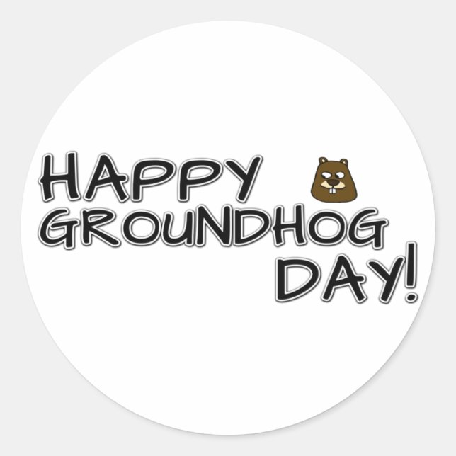 Alles Gute zum Groundhog Day! Runder Aufkleber (Vorderseite)