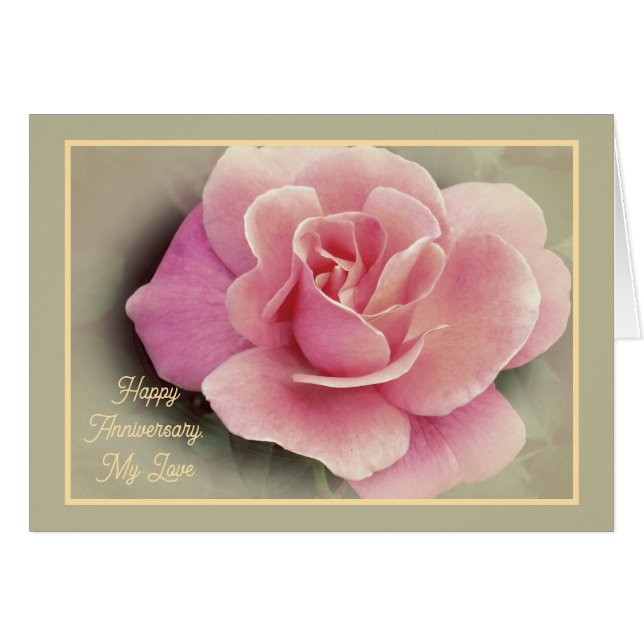 Alles Gute zum Jubiläum, meine Liebe / Rosa Rose (Vorderseite (Horizontal))