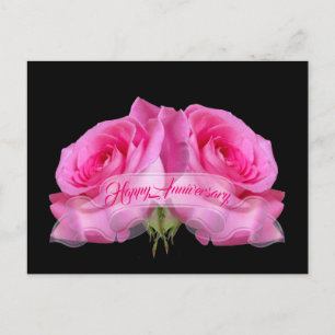 Alles Gute zum Jubiläum rosa Rosen Sammelkarten Postkarte