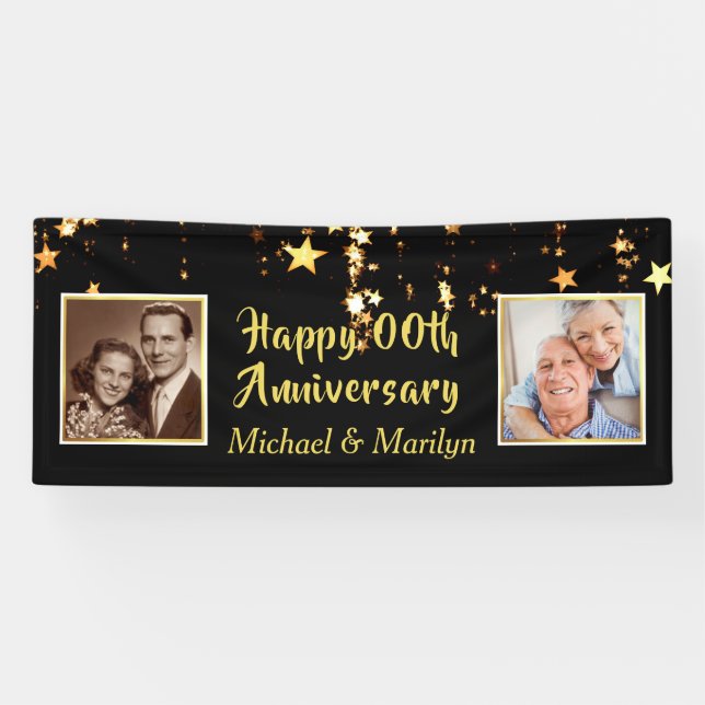 Alles Gute zum Jubiläum | Sterne | Dann & Jetzt Fo Banner (Horizontal)