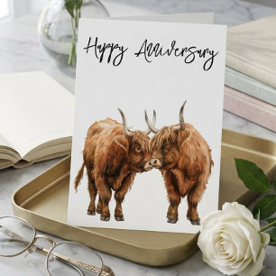 Alles Gute zum Jubiläum Süße Highland-Rinder Liebe Karte