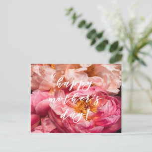 Alles Gute zum Muttertag! Elegante rosa Pfingstros Postkarte