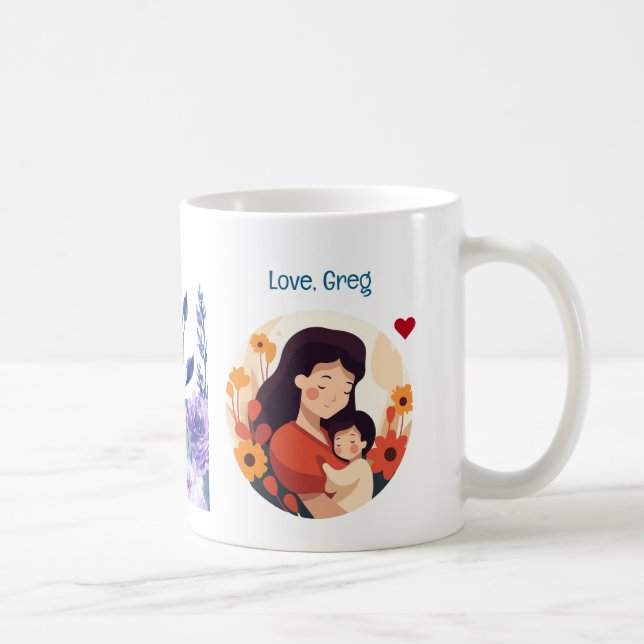 Alles Gute zum Muttertag + Jahr! Blüte, Mutter und Kaffeetasse (Rechts)