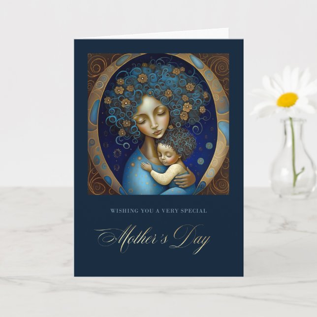 Alles Gute zum Muttertag. Mutter- und Kindermalere Karte (Kleine Pflanze)