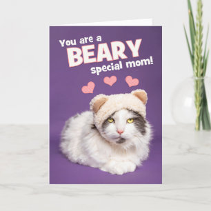 Alles Gute zum Muttertag Niedliche Katze in Bärenm Feiertagskarte