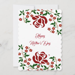 Alles Gute zum Muttertag Rote Rosen Florale Grünpf Feiertagskarte