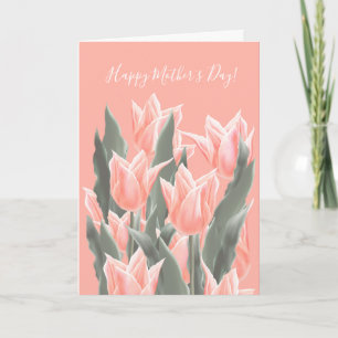 Alles Gute zum Muttertag! Stilvolle Peach Tulips B Einladung