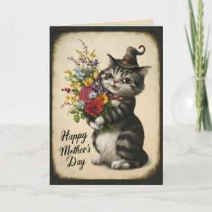 Alles Gute zum Muttertag Süße Vintage-Katze Karte