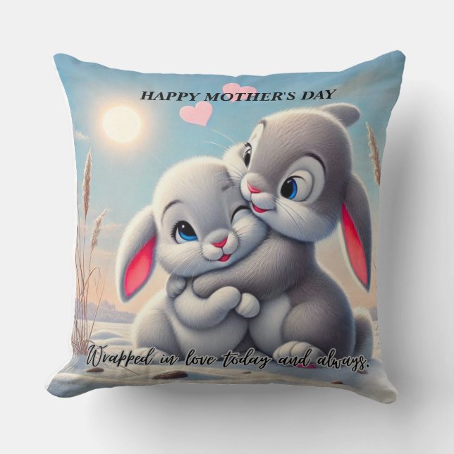Alles Gute zum Muttertag Süßer Hase Wurfkissen Kissen (Vorderseite)