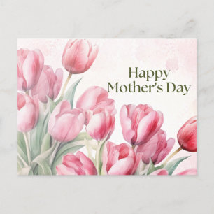 Alles Gute zum Muttertag Wasserfarbe Pink Tulpen Feiertagspostkarte