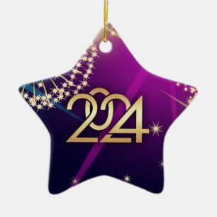 Alles Gute zum neuen Jahr 2022. Feuerwerk Keramik Ornament