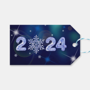 Alles Gute zum neuen Jahr 2024. Eisanzahl und Schn Geschenkanhänger