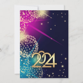 Alles Gute zum neuen Jahr 2024. Fireworks Custom C Einladung