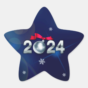 Alles Gute zum neuen Jahr 2024. Holiday Gift Stern-Aufkleber