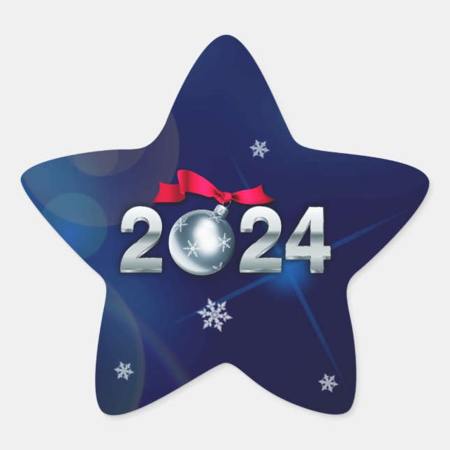 Alles Gute zum neuen Jahr 2024. Holiday Gift Stern-Aufkleber (Vorderseite)