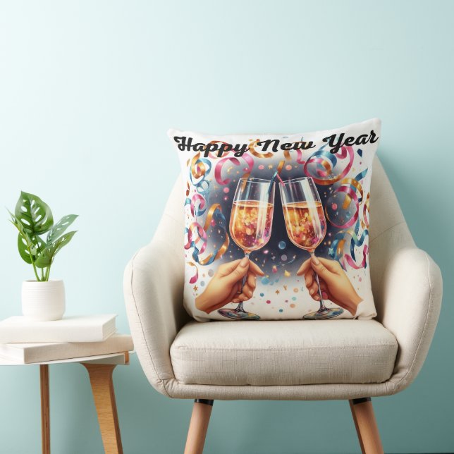 Alles Gute zum neuen Jahr, Champagner wünscht Kissen (Stuhl )