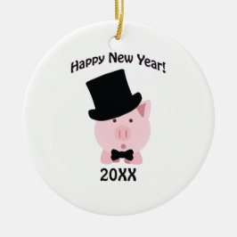 Alles Gute zum neuen Jahr! Dapper Pig Keramik Ornament