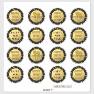Alles Gute zum neuen Jahr! Imitate Gold Found Gold Aufkleber