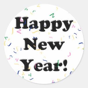 Alles Gute zum neuen Jahr! Konfetti Runder Aufkleber