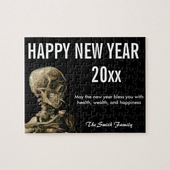 Alles Gute zum neuen Jahr mit Van Gogh's Schädel e (Horizontal)