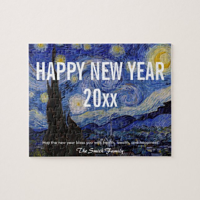 Alles Gute zum neuen Jahr mit Van Gogh's Starry Ni (Horizontal)