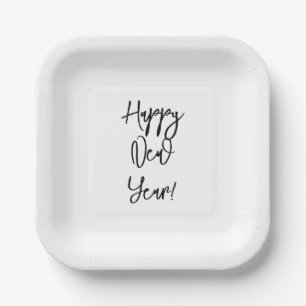 Alles Gute zum neuen Jahr! Moderner Textchic Schwa Pappteller