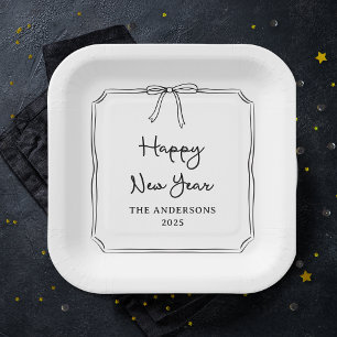 Alles Gute zum neuen Jahr! Personalisierter Schwar Pappteller