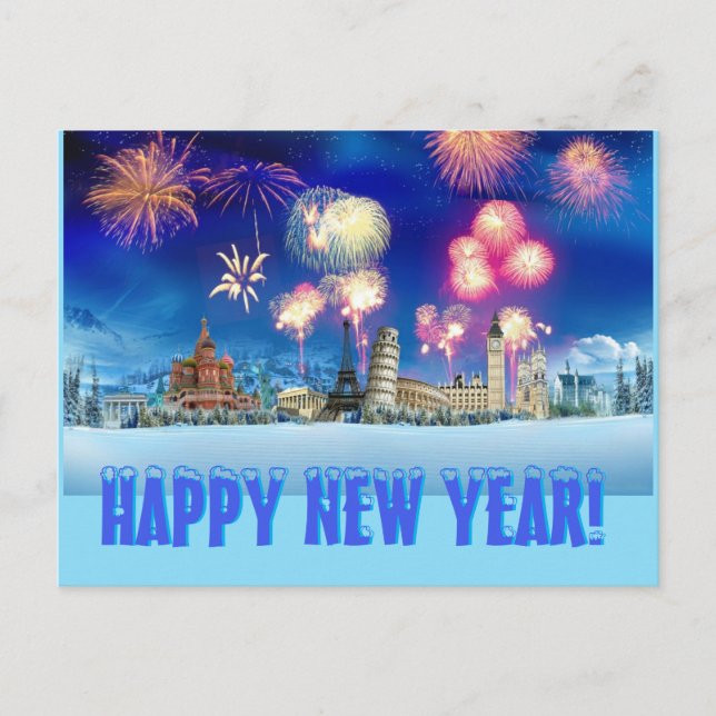 Alles Gute zum neuen Jahr! Postkarte (Vorderseite)