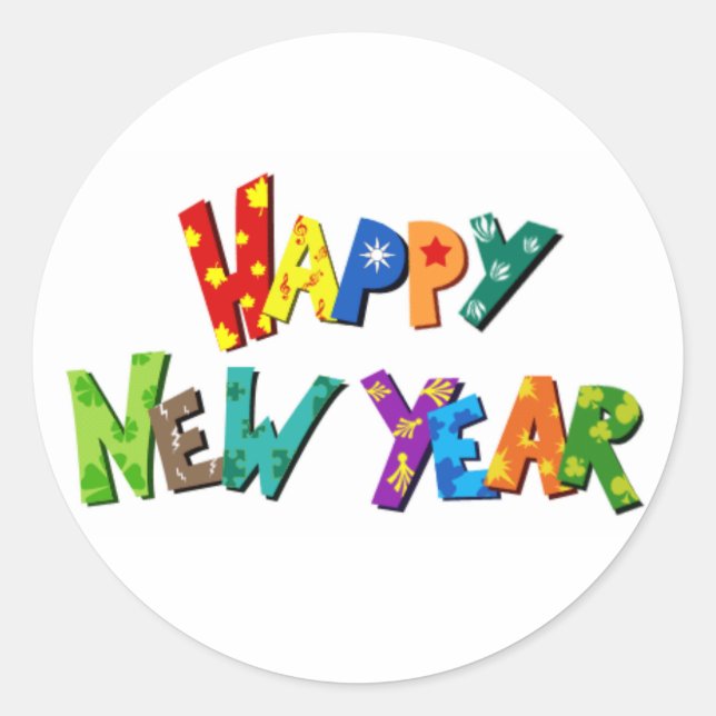 Alles Gute zum neuen Jahr! Runder Aufkleber (Vorderseite)
