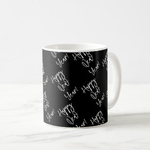 Alles Gute zum neuen Jahr! Schwarz-weiße moderne T Kaffeetasse