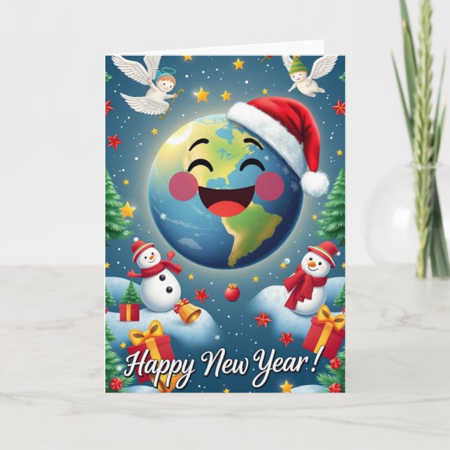 Alles Gute zum neuen Planeten Jahr! Grußkarte Dankeskarte (Vorderseite)