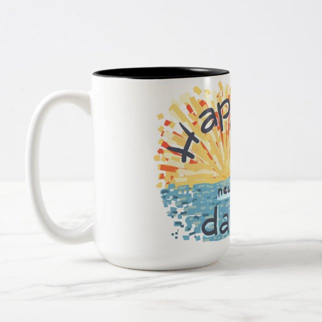 Alles Gute zum neuen Tag! Zweifarbige Tasse (Links)