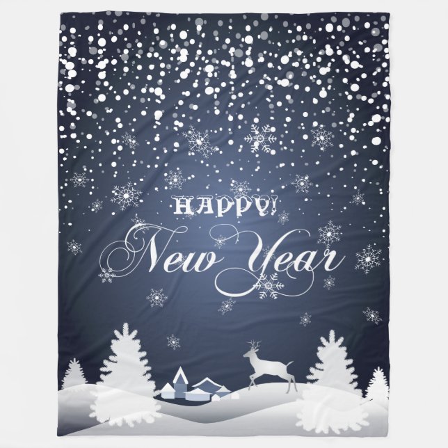 Alles Gute zum Neujahr! Wintermärsche Fantasie Fleecedecke (Vorderseite)
