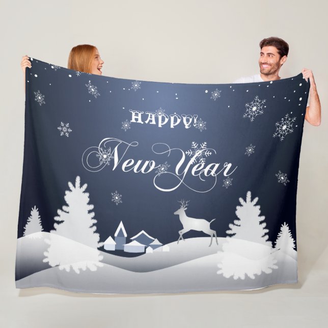 Alles Gute zum Neujahr! Wintermärsche Fantasie Fleecedecke (Beispiel)