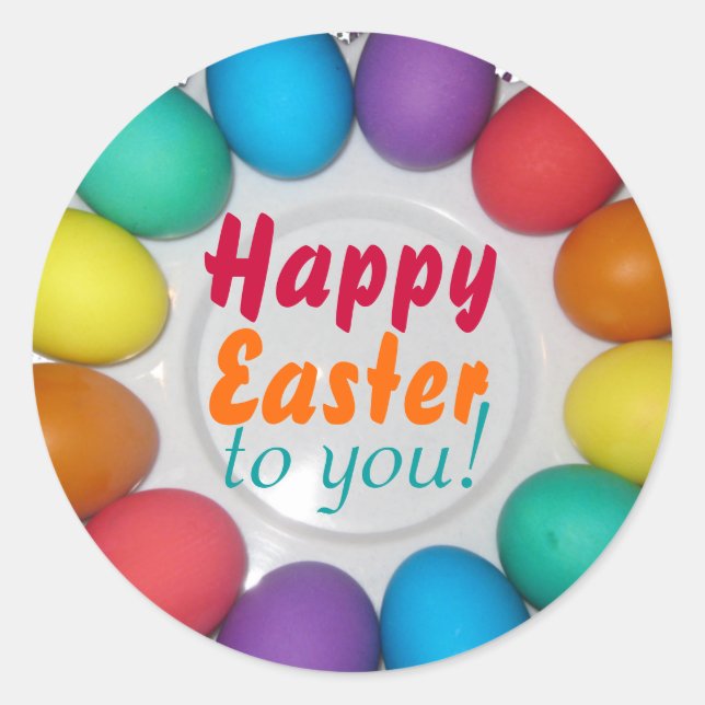 Alles Gute zum Ostern! Rainbow Oster Runder Aufkleber (Vorderseite)